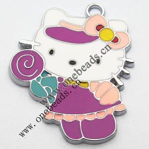 Zinc Alloy Enamel Pendant, Cartoon Animal 28x32mm, Sold by PC