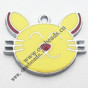 Zinc Alloy Enamel Pendant, Animal Head 25x22mm, Sold by PC