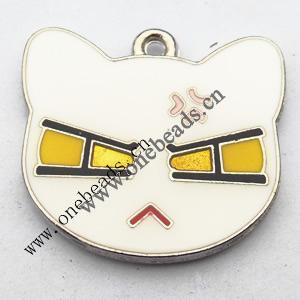 Zinc Alloy Enamel Pendant, Animal Head 25x22mm, Sold by PC