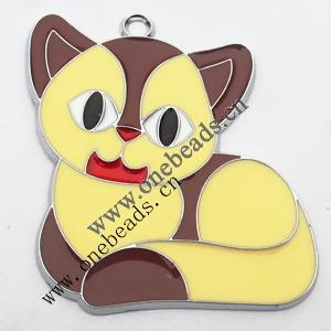 Zinc Alloy Enamel Pendant, Animal 43x56mm, Sold by PC