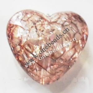 Crackle Acrylic Beads, Heart 24x24mm, Sold by bag 