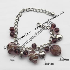 Lampwork & Acrylic & CCB Bracelets,9.4-inch,Sold by bag