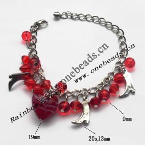 Lampwork & Acrylic & CCB Bracelets,9.4-inch,Sold by bag