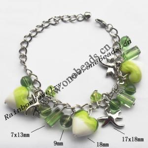 Lampwork & Acrylic & CCB Bracelets,9.4-inch,Sold by bag