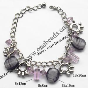 Lampwork & Acrylic & CCB Bracelets,9.4-inch,Sold by bag