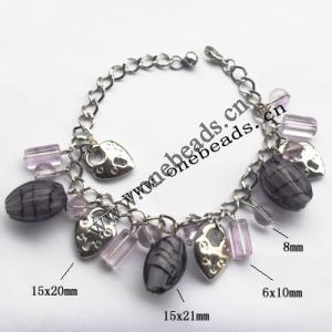 Lampwork & Acrylic & CCB Bracelets,9.4-inch,Sold by bag