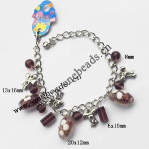 Lampwork & Acrylic & CCB Bracelets,9.4-inch,Sold by bag