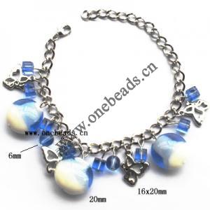 Lampwork & Acrylic & CCB Bracelets,9.4-inch,Sold by bag