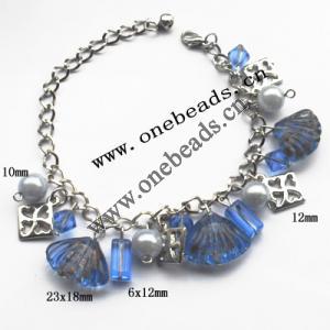 Lampwork & Acrylic & CCB Bracelets 9.4-inch, Sold by bag