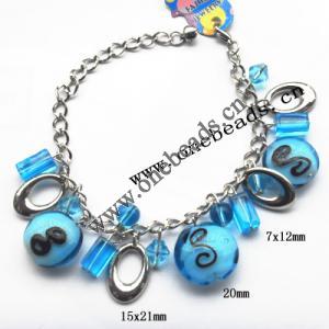 Lampwork & Acrylic & CCB Bracelets 9.4-inch, Sold by bag