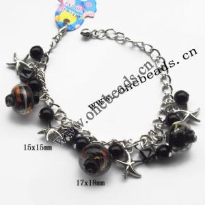 Lampwork & Acrylic & CCB Bracelets 9.4-inch, Sold by bag