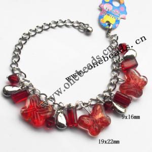 Lampwork & Acrylic & CCB Bracelets 9.4-inch, Sold by bag