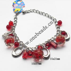 Lampwork & Acrylic & CCB Bracelets 9.4-inch, Sold by bag