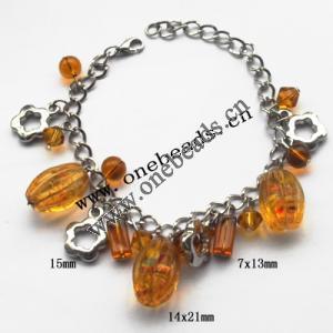 Lampwork & Acrylic & CCB Bracelets 9.4-inch, Sold by bag