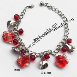 Lampwork & Acrylic & CCB Bracelets 9.4-inch, Sold by bag