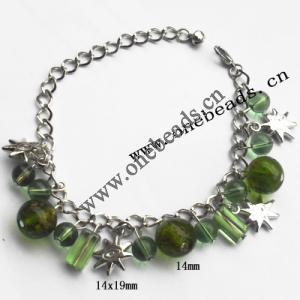 Lampwork & Acrylic & CCB Bracelets 9.4-inch, Sold by bag