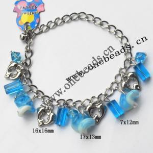 Lampwork & Acrylic & CCB Bracelets 9.4-inch, Sold by bag