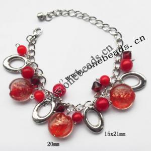 Lampwork & Acrylic & CCB Bracelets 9.4-inch, Sold by bag