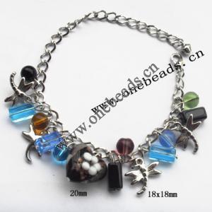 Lampwork & Acrylic & CCB Bracelets 9.4-inch, Sold by bag