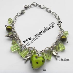 Lampwork & Acrylic & CCB Bracelets 9.4-inch, Sold by bag