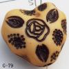 Imitate Wood Acrylic Beads, Heart, 27x25x16mm, Hole:3.5mm, Sold by Bag