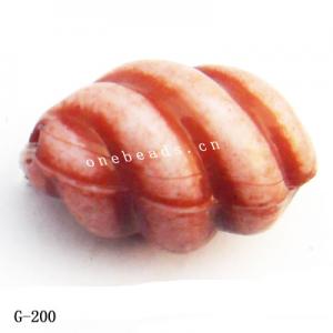 Imitate Wood Acrylic Beads, Fluted Oval, 14x9mm, Hole:1mm, Sold by Bag