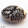 Imitate Wood Acrylic Beads, Horse eye, 10x15mm, Hole:2mm, Sold by Bag