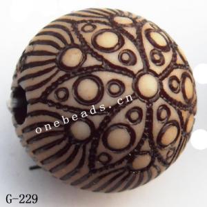 Imitate Wood Acrylic Beads, Round, 17mm, Hole:3mm, Sold by Bag