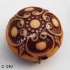 Imitate Wood Acrylic Beads, Flat Round, 17x12mm, Hole:2.5mm, Sold by Bag