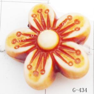 Imitate Wood Acrylic Beads, Flower, 15x15x7mm, Hole:1.5mm, Sold by Bag