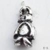 Antique Silver Acrylic Pendant, Penguin 6x12mm Hole:1mm,  Sold by Bag