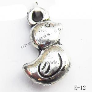 Antique Silver Acrylic Pendant, Animal 8x14mm Hole:1mm, Sold by Bag