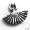 Antique Silver Acrylic Pendant, Fan 12x15mm Hole:2mm, Sold by Bag