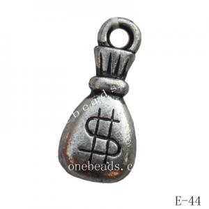 Antique Silver Acrylic Pendant, Purse 9x20mm Hole:2mm, Sold by Bag