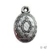 Antique Silver Acrylic Pendant, Flat Oval 10x16mm Hole:1.5mm, Sold by Bag