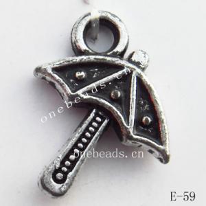 Antique Silver Acrylic Pendant, Umbrellas 14x20mm Hole:3mm, Sold by Bag