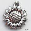 Antique Silver Acrylic Pendant, Sunflower 16x18mm Hole:1mm, Sold by Bag