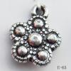 Antique Silver Acrylic Pendant, Flower 14x18mm Hole:1.5mm, Sold by Bag