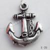 Antique Silver Acrylic Pendant, SEA ANCHOR 16x19mm Hole:1mm, Sold by Bag