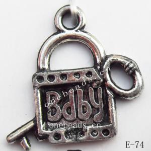 Antique Silver Acrylic Pendant, 23x21mm Hole:2mm, Sold by Bag