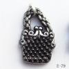 Antique Silver Acrylic Pendant, Handbag 12x20mm Hole:2.5mm, Sold by Bag