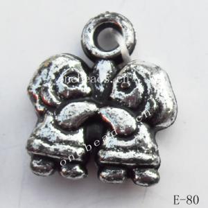 Antique Silver Acrylic Pendant, 16x18mm Hole:2mm, Sold by Bag