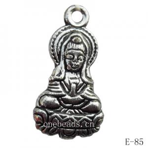 Antique Silver Acrylic Pendant, 14x27mm Hole:2mm, Sold by Bag