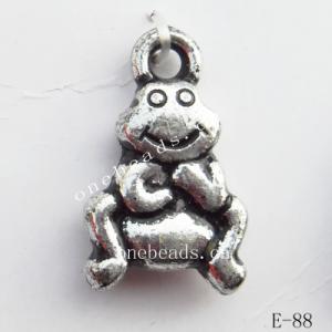 Antique Silver Acrylic Pendant, Animal 13x23mm Hole:2mm, Sold by Bag