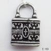 Antique Silver Acrylic Pendant, Lock 15x22mm Hole:7mm, Sold by Bag