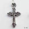 Antique Silver Acrylic Pendant, Cross 11x20mm Hole:1mm, Sold by Bag