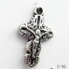Antique Silver Acrylic Pendant, Cross 14x24mm Hole:1mm, Sold by Bag