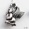 Antique Silver Acrylic Pendant, Angel 15x19mm Hole:2mm, Sold by Bag