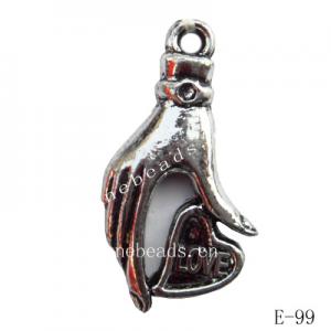 Antique Silver Acrylic Pendant, 16x29mm Hole:2mm, Sold by Bag