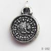 Antique Silver Acrylic Pendant, Coin 11x14mm Hole:1.5mm, Sold by Bag
